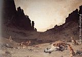 Dogs Canvas Paintings - Dogs of the Douar Devouring a Dead Hourse in the Gorges of El Kantar